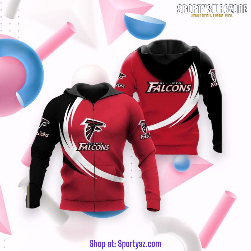 Atlanta Falcons Fan Gift: Stylish Curve Motif Hoodie & Shirt