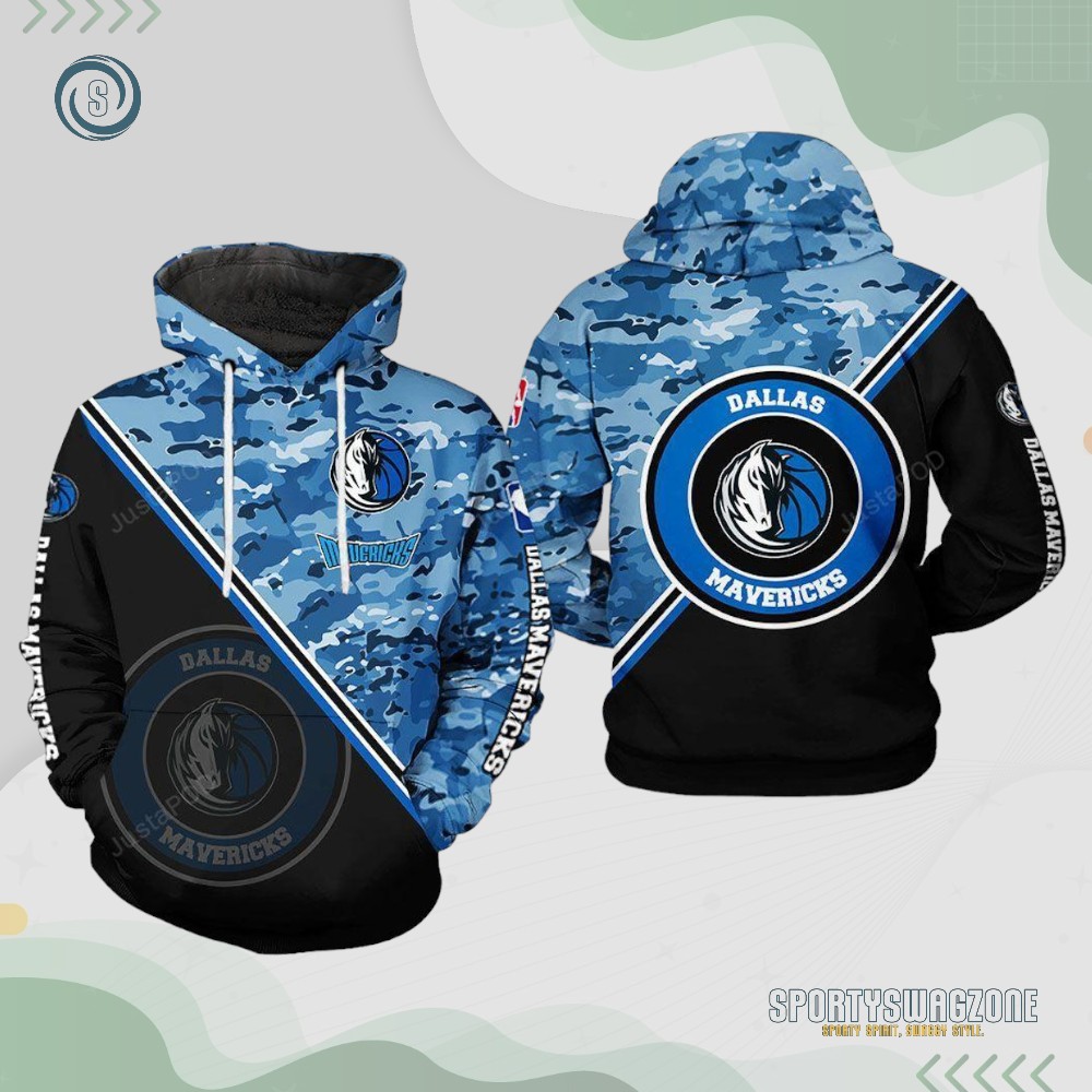 Dallas Mavericks Black and Blue Camo Pullover Hoodie: A Perfect Addition to Your Mavericks Collection