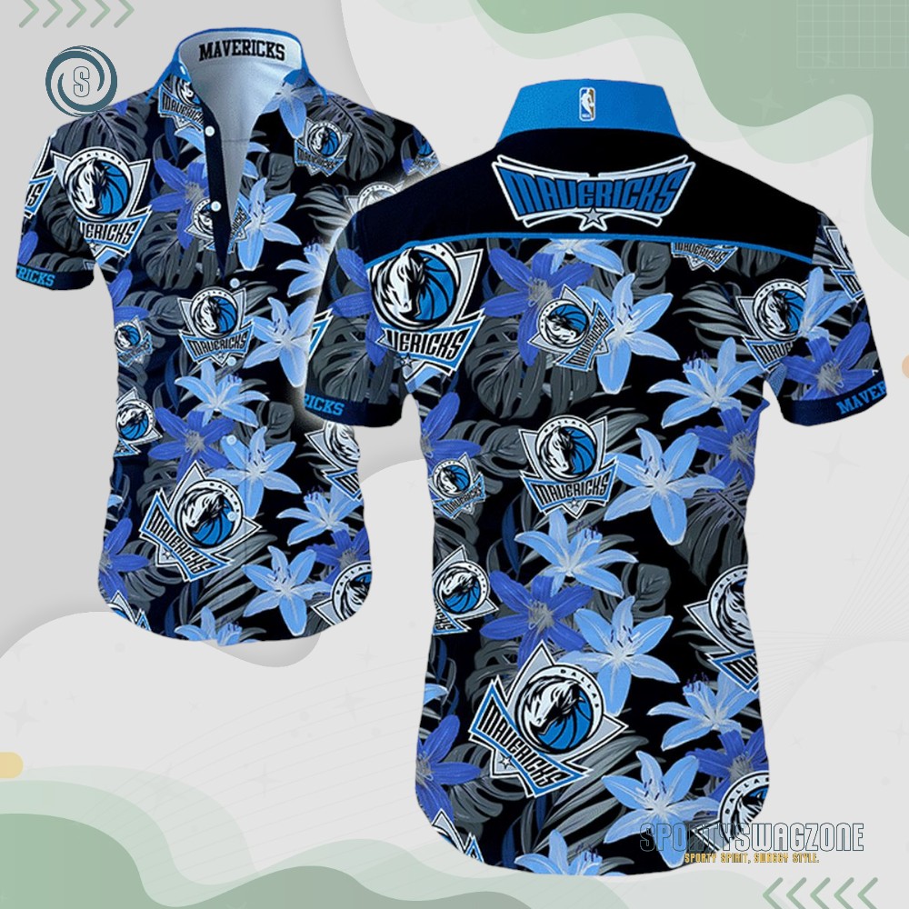 Dallas Mavericks Flower Power: Black and Blue Hawaiian Shirt for Mavericks Fans