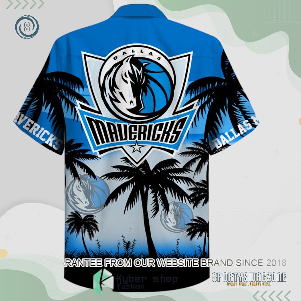 Dallas Mavericks Black Blue Hawaiian Shirt with Palm Trees, Maverick Merchandise