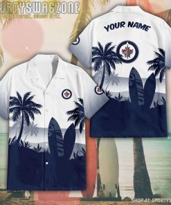 NHL Winnipeg Jets Summer Palm Tree Pattern Hawaiian Shirt, Winnipeg Jets Apparel